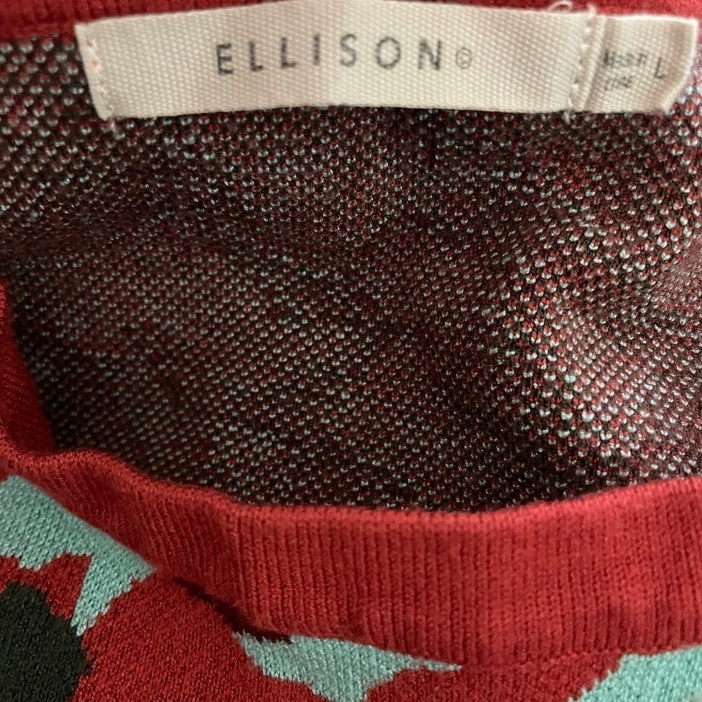 Anthopologie Revolve Ellison Heavy Knit Camo Leopard Cheetah Animal print top L - Picture 4 of 10